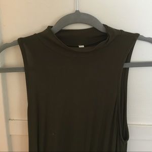 Dark green mockneck a-line dress